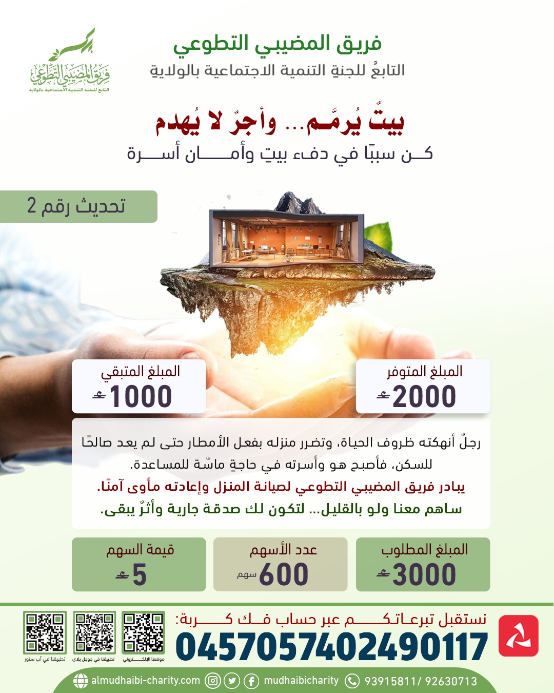  بيتٌ يُرمَّم… وأجرٌ لا يُهدم (تحديث رقم 2) 