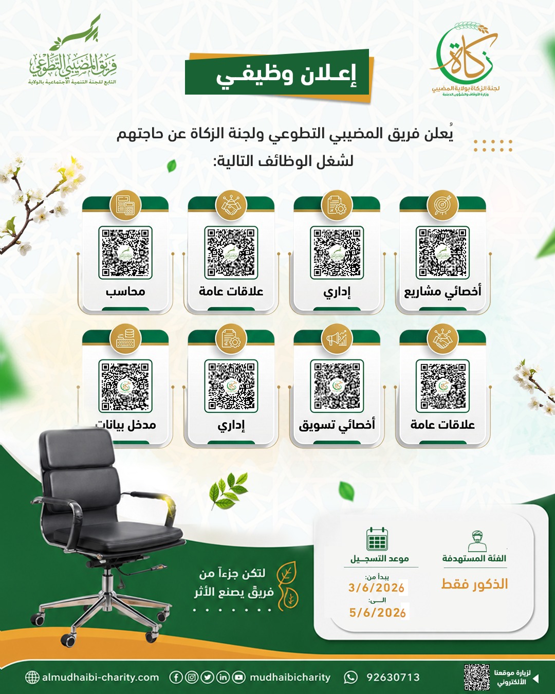  إعلان وظائف شاغرة (للذكور فقط.) 